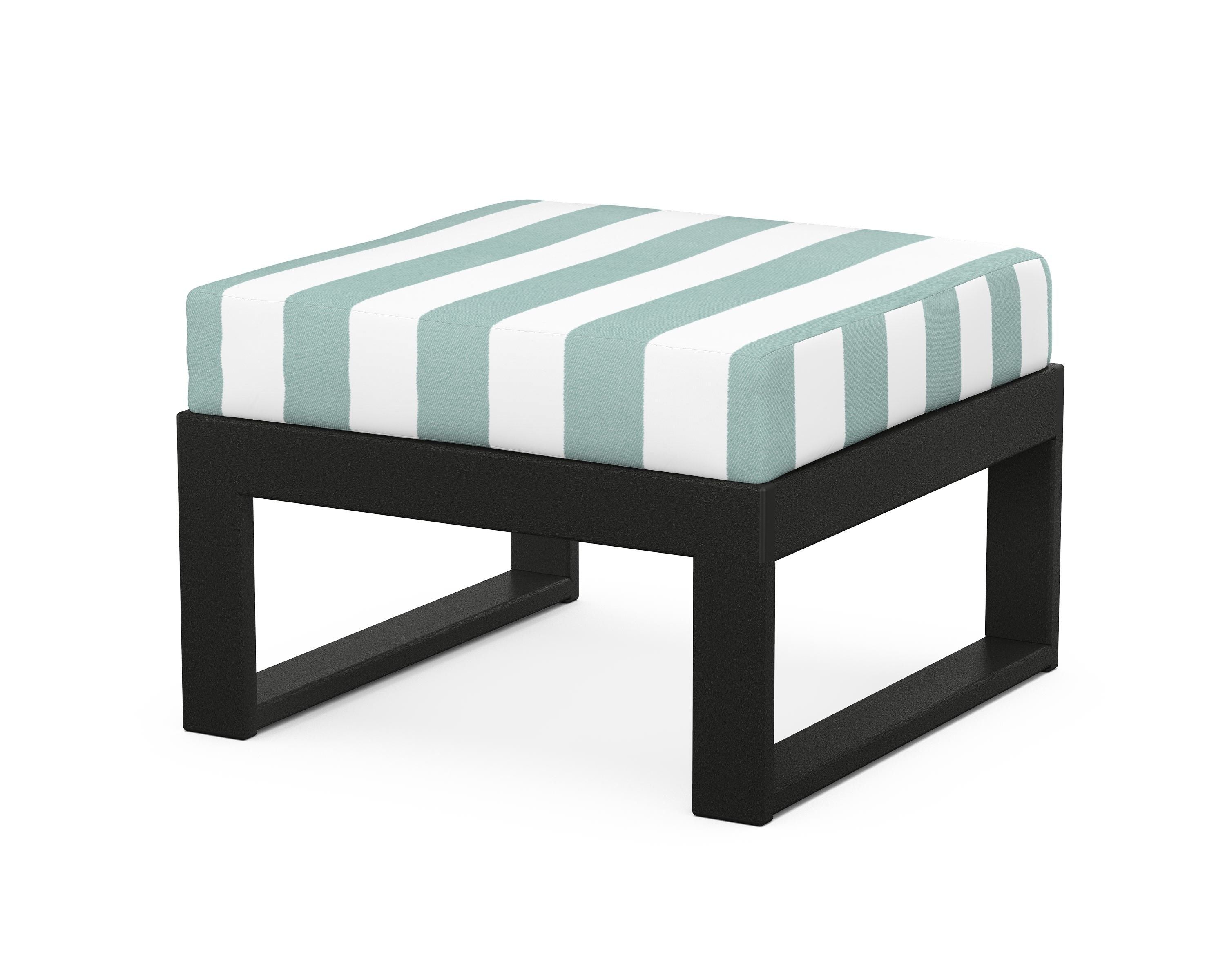 Unbranded Modular Ottoman - Modern in Black / Cabana Stripe Glacier Spa