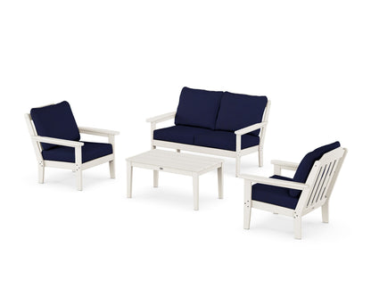Country Living Cottage 4-Piece Deep Seating Set with Loveseat in Sand / Navy
