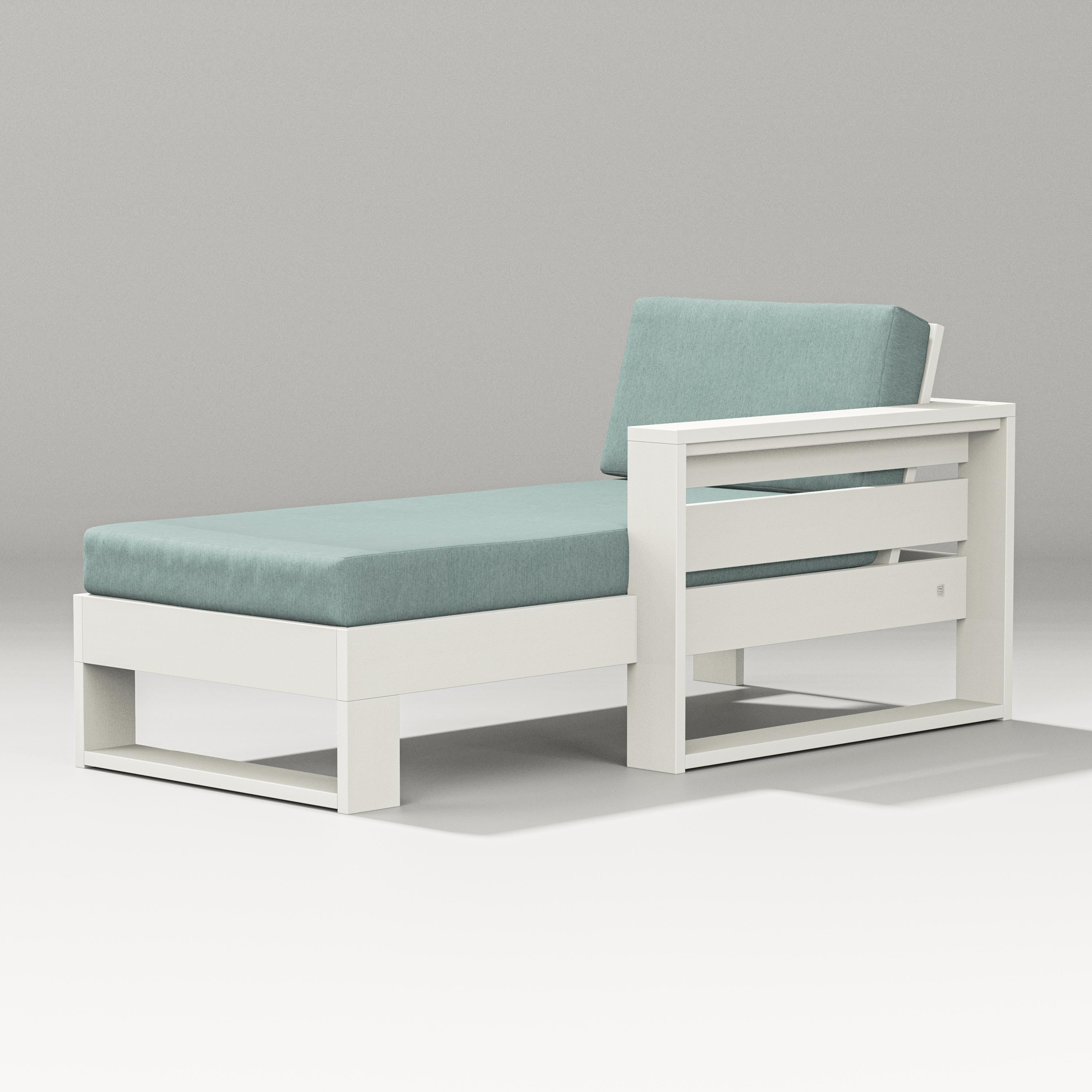 PW Designer Series Latitude Modular Right Arm Chaise in Vintage White / Glacier Spa