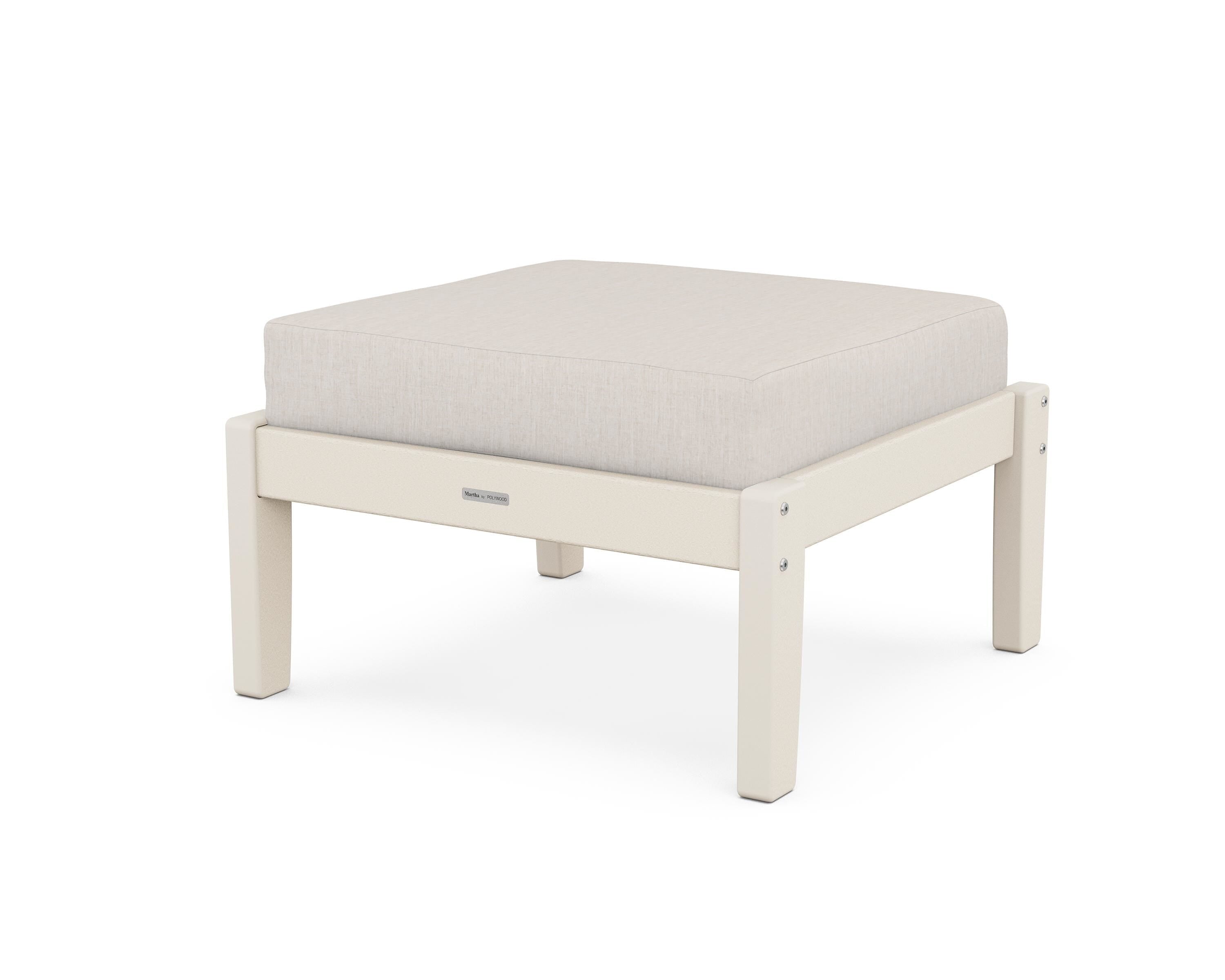 Martha Stewart by POLYWOOD® Chinoiserie Deep Seating Ottoman in Sand / Cast Ash