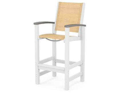 POLYWOOD® Coastal Bar Chair in White / Kona / Dupioni Apricot Sling