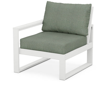 POLYWOOD® EDGE Modular Left Arm Chair in White / Cast Sage