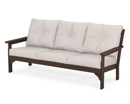 POLYWOOD® Vineyard Deep Seating Sofa in Mahogany / Dune Burlap