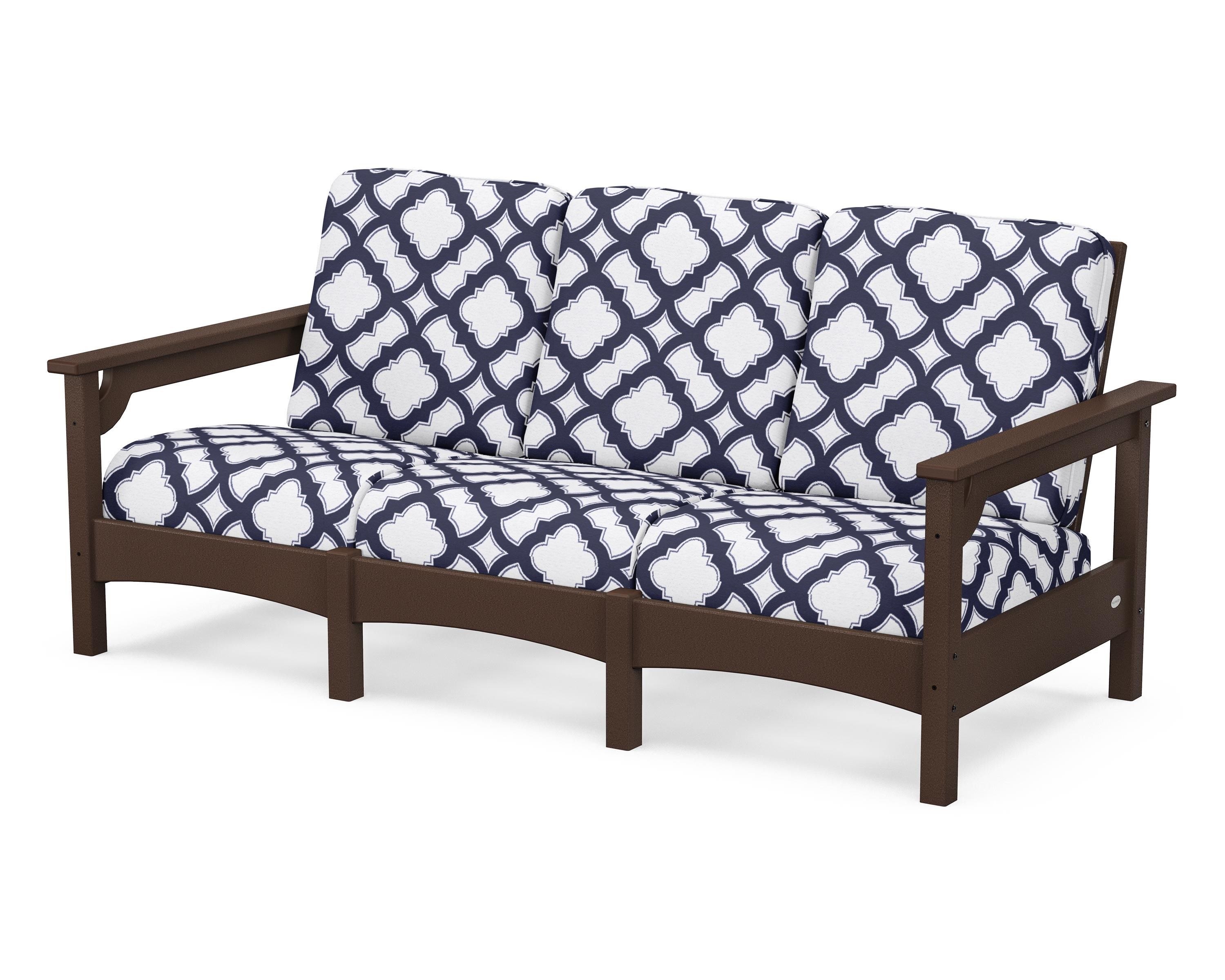 POLYWOOD® Club Sofa in Mahogany / Trellis Navy