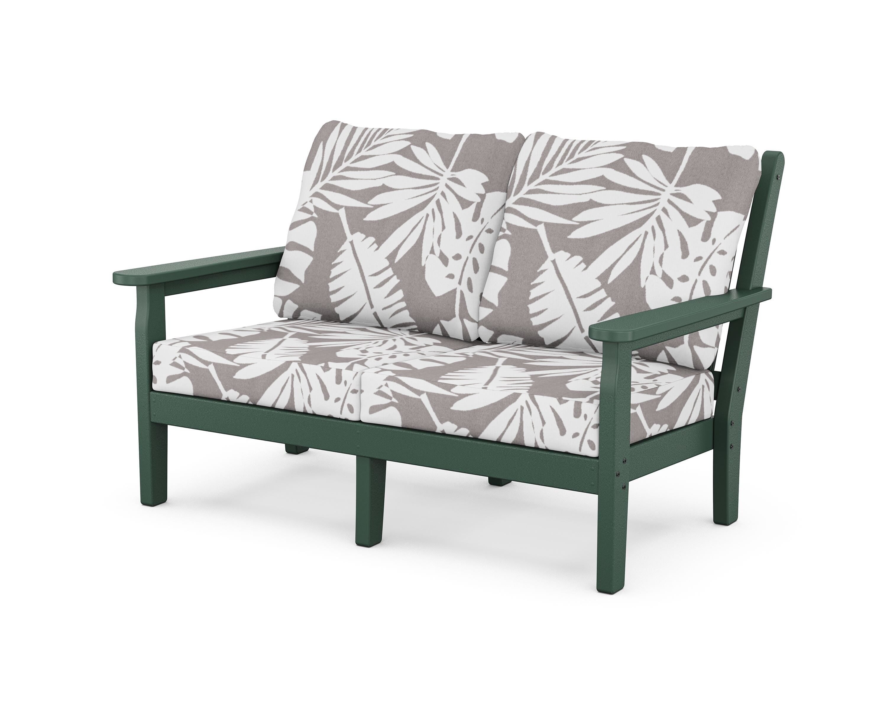 POLYWOOD® Chippendale Deep Seating Loveseat in Green / Leaf Grey Mist