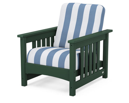 POLYWOOD® Club Mission Chair in Green / Cabana Stripe Sky Blue