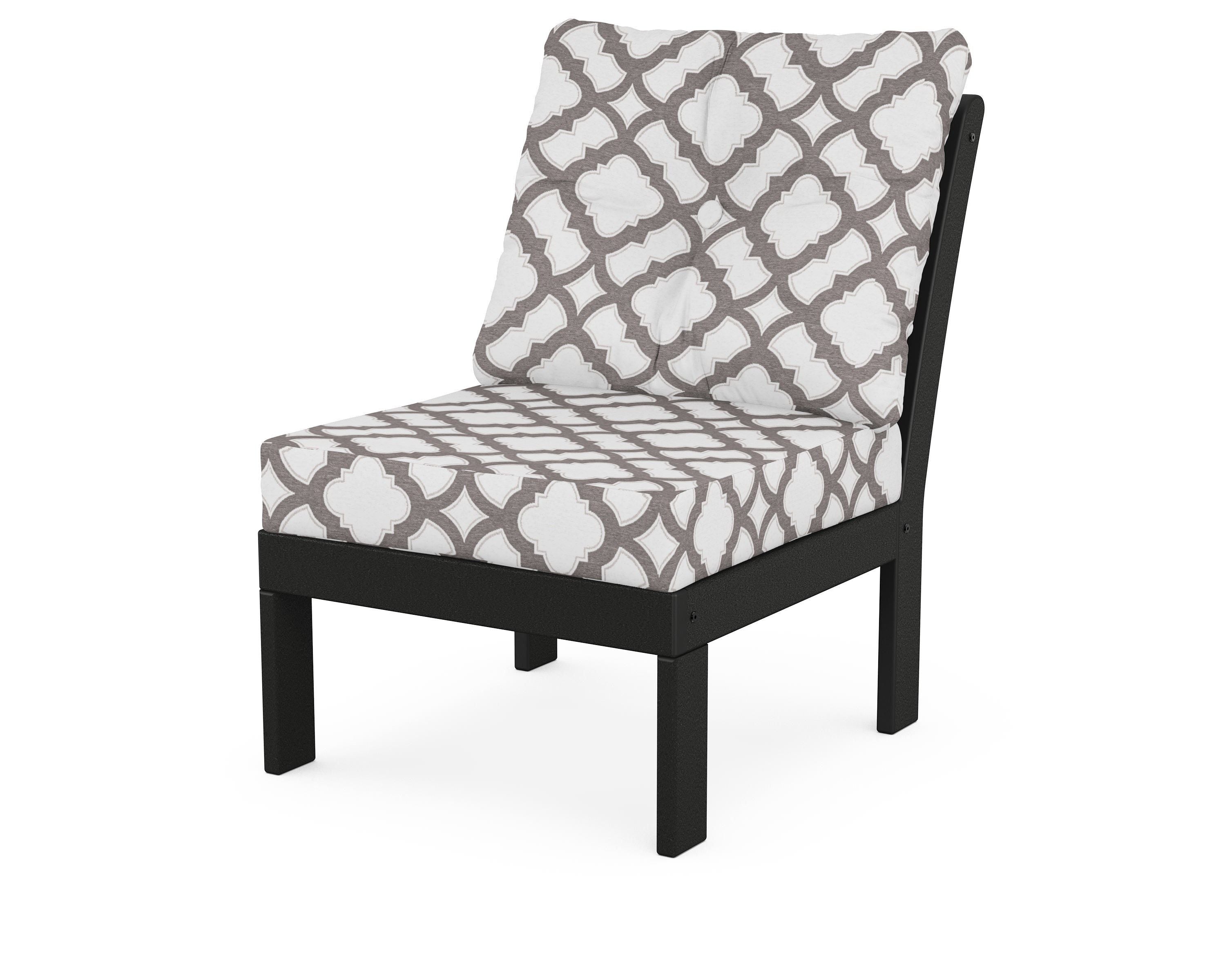 POLYWOOD® Vineyard Modular Armless Chair in Black / Trellis Grey Mist