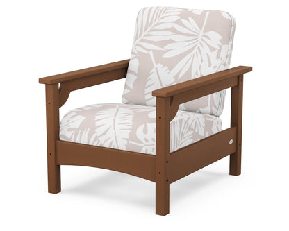 POLYWOOD® Club Chair in Teak / Leaf Dune Burlap