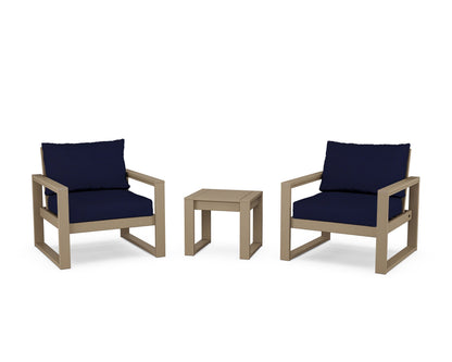 POLYWOOD® EDGE Sectional 3-Piece Deep Seating Set in Vintage Sahara / Navy