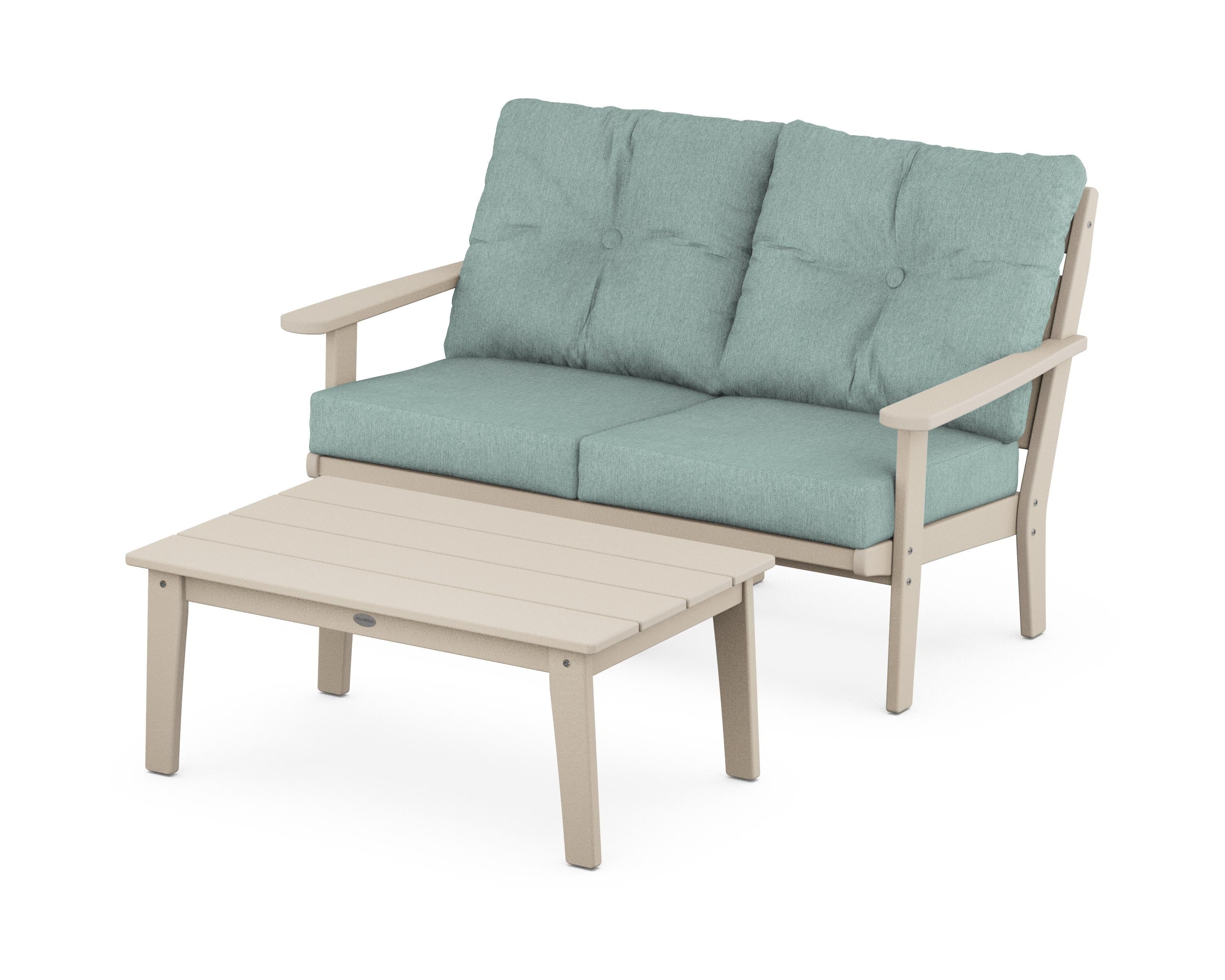 POLYWOOD® Lakeside 2-Piece Lounge Loveseat Set in Sand / Glacier Spa