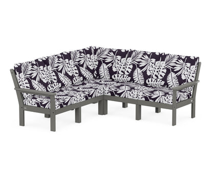 POLYWOOD® Vineyard 5-Piece Sectional in Slate Grey / Leaf Navy