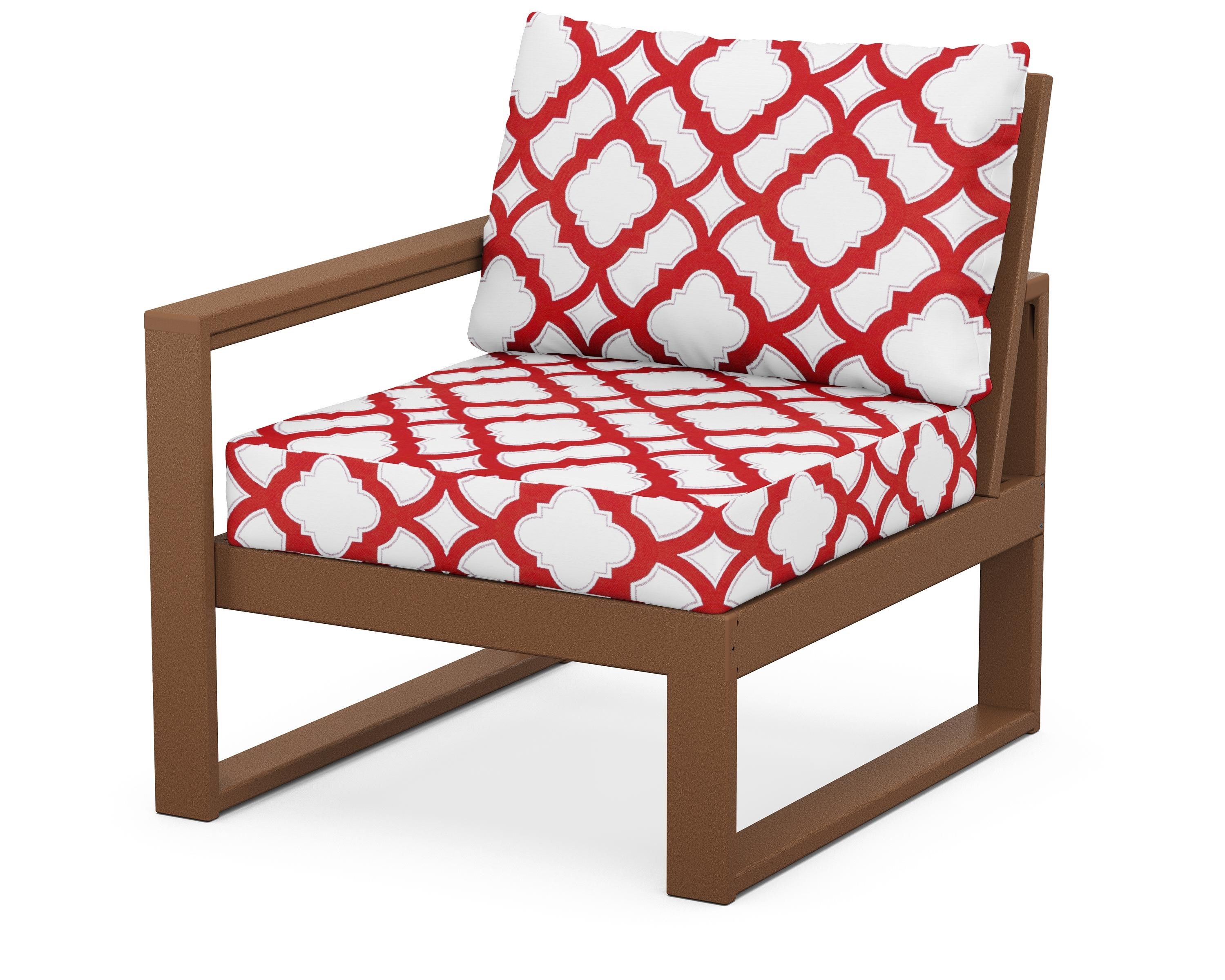 POLYWOOD® EDGE Modular Left Arm Chair in Teak / Trellis Crimson