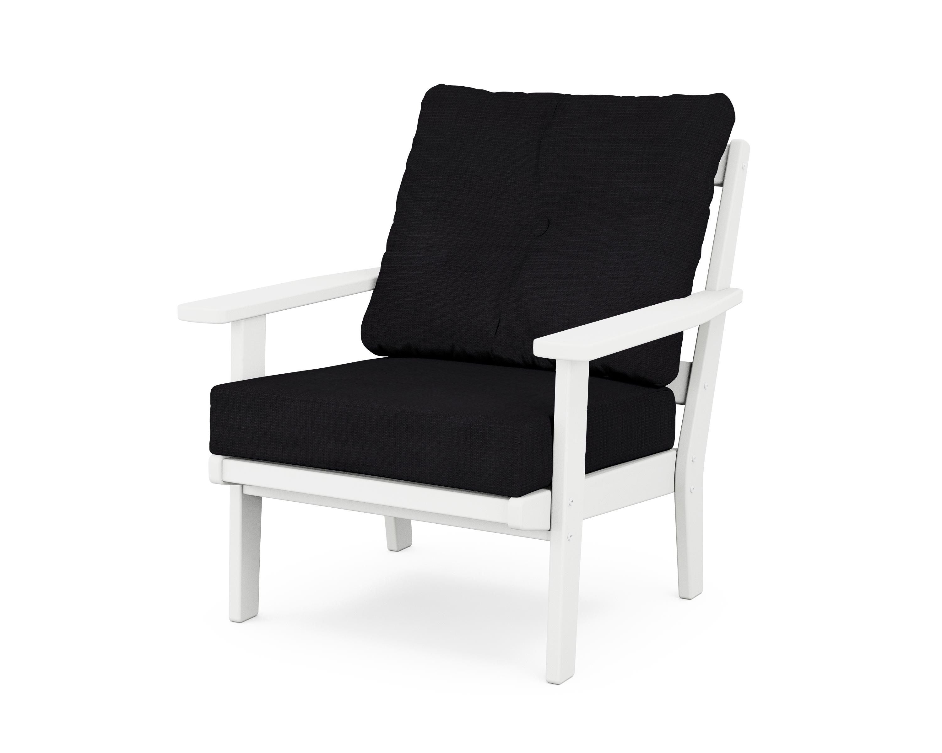 POLYWOOD® Oxford Deep Seating Chair in White / Midnight Linen