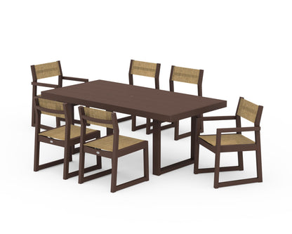 POLYWOOD® EDGE Sling 7-Piece Dining Set in Mahogany / Burlap Sling