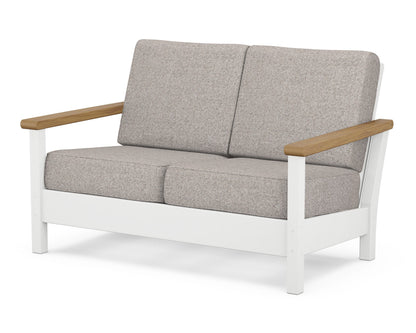 POLYWOOD® Harbour Deep Seating Loveseat in White / Natural / Weathered Tweed