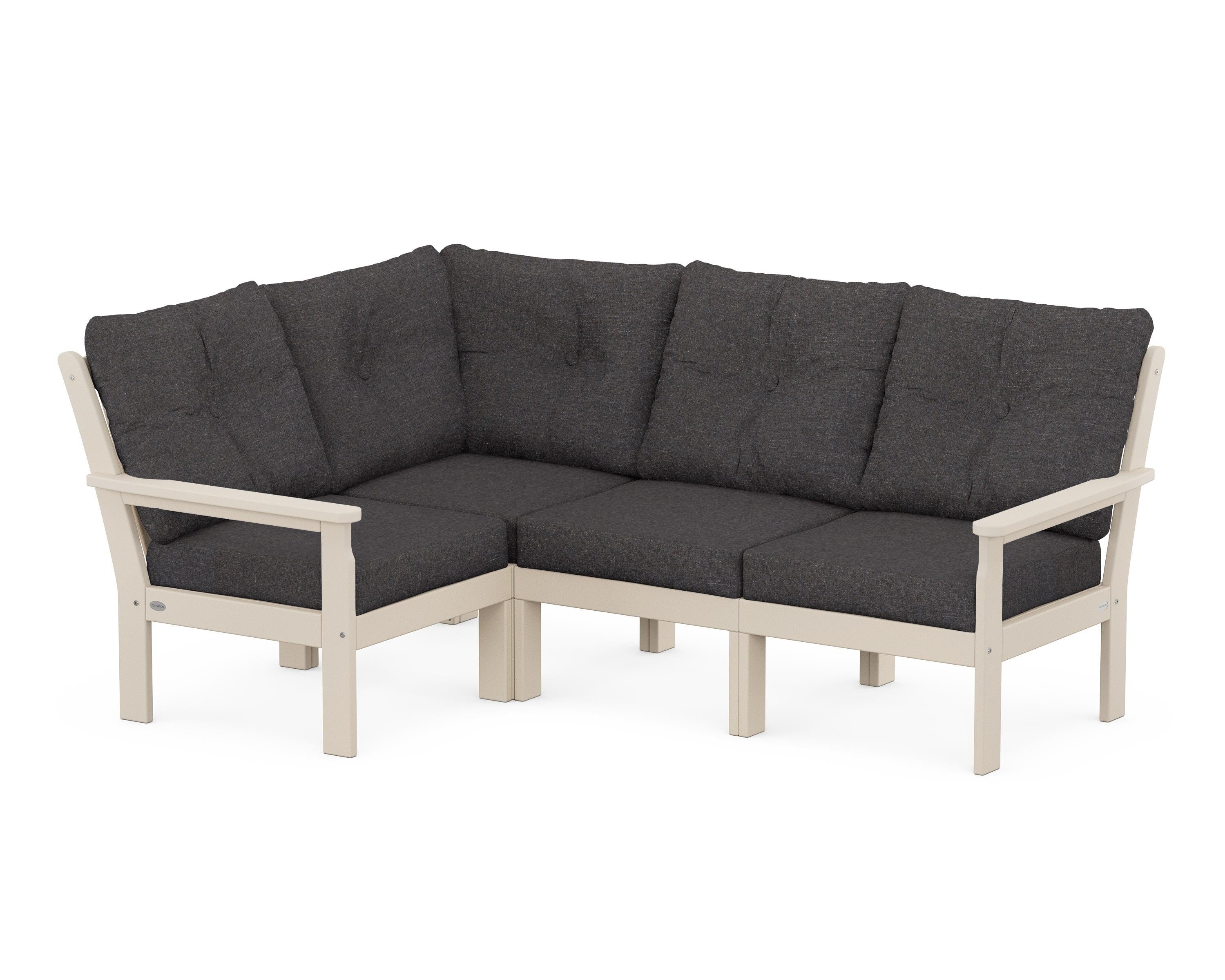 POLYWOOD® Vineyard 4-Piece Sectional in Sand / Ash Charcoal