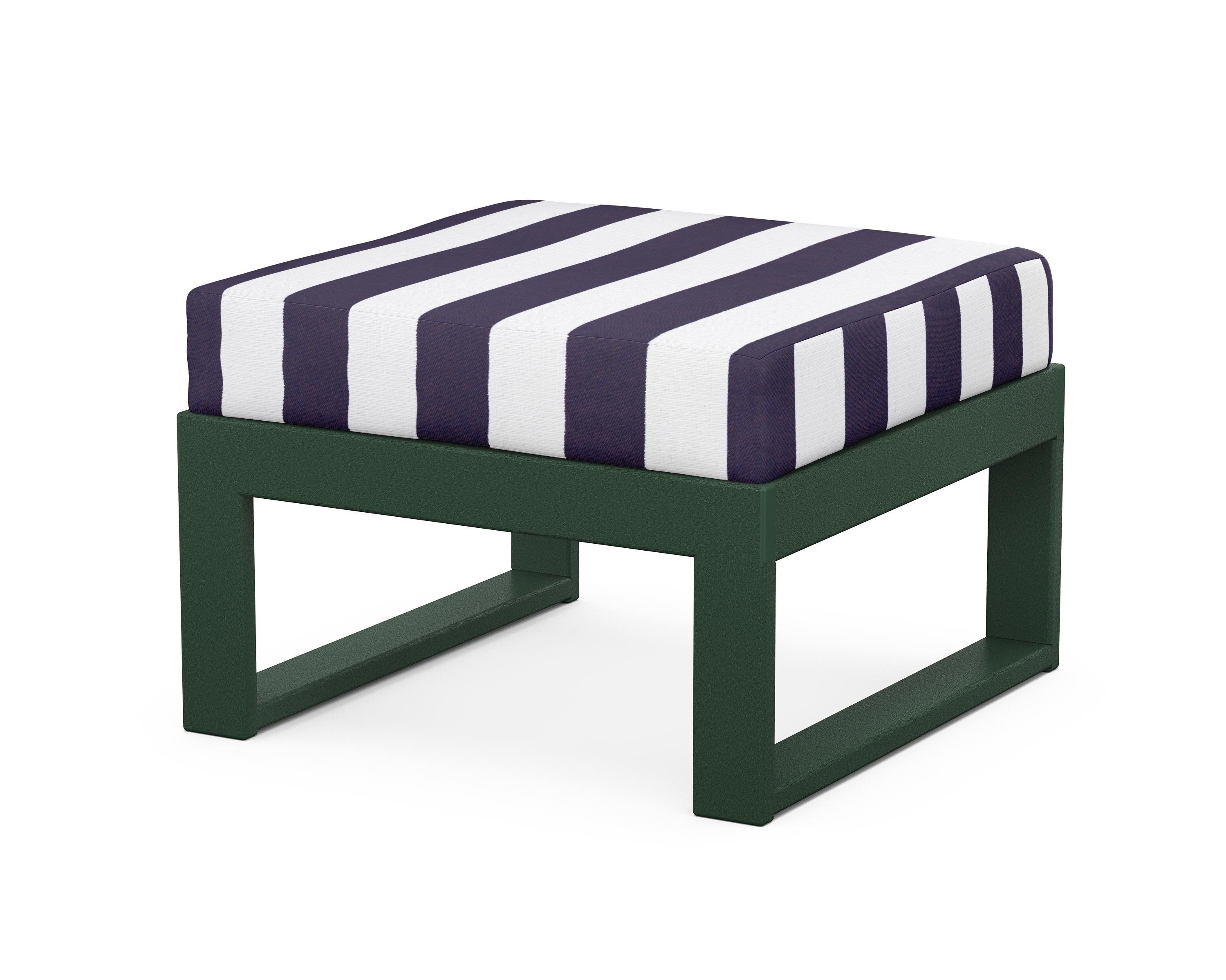 Unbranded Modular Ottoman - Modern in Green / Cabana Stripe Navy