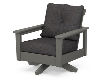POLYWOOD® Prescott Deep Seating Swivel Chair in Slate Grey / Ash Charcoal