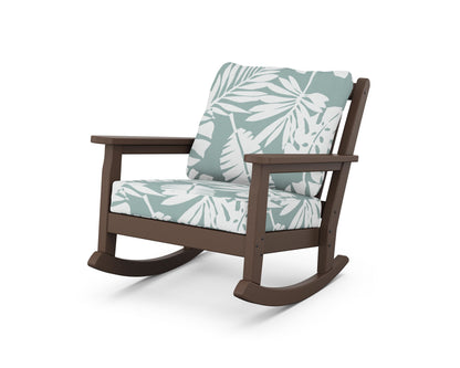 POLYWOOD® Chippendale Deep Seating Rocking Chair in Mahogany / Leaf Glacier Spa