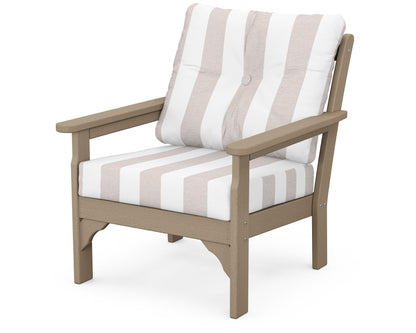 POLYWOOD® Vineyard Deep Seating Chair in Vintage Sahara / Cabana Stripe Dune Burlap