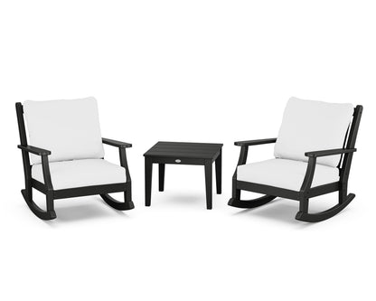 Country Living Wovendale 3-Piece Deep Seating Rocker Set in Black / Natural