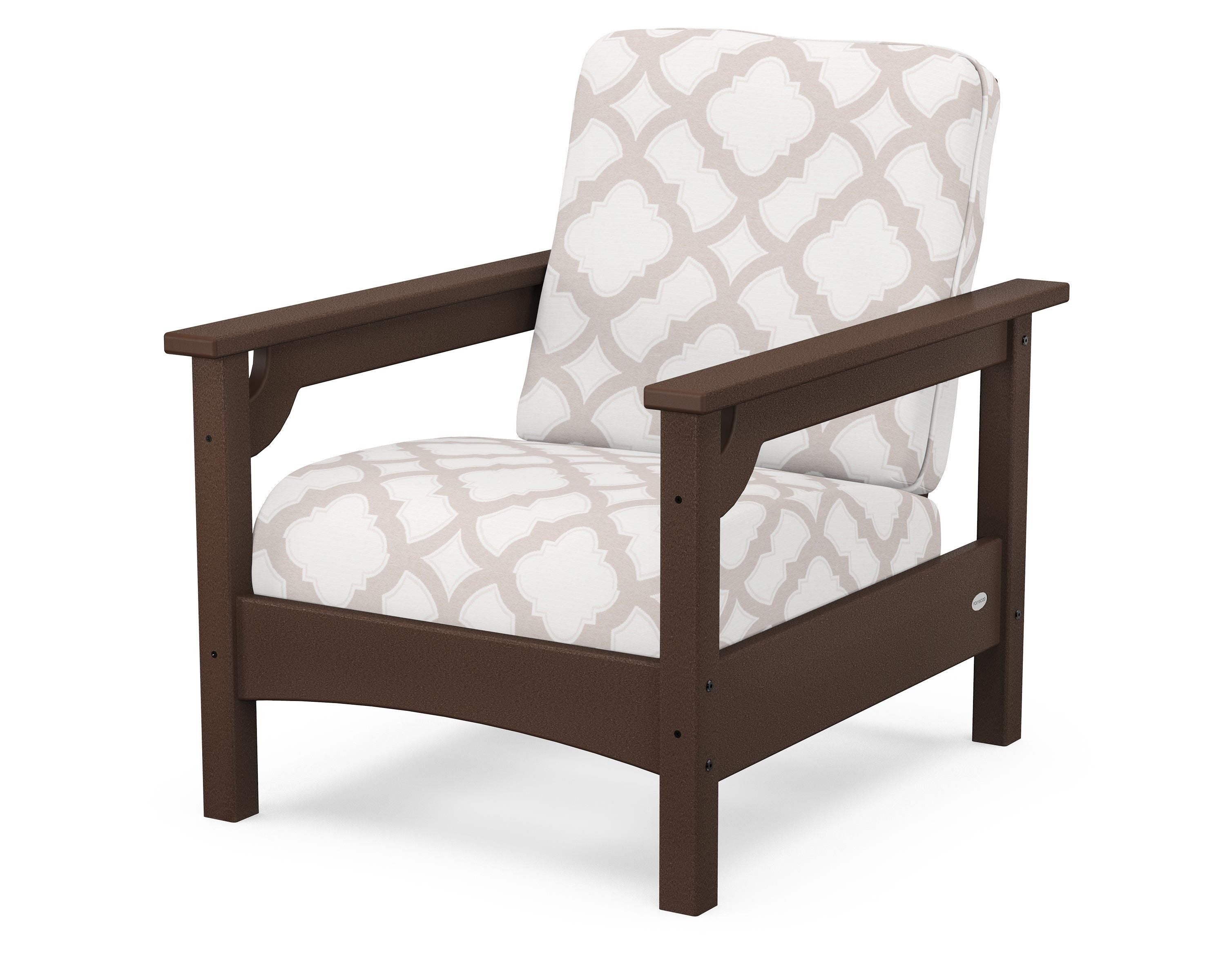 POLYWOOD® Club Chair in Mahogany / Trellis Dune Burlap