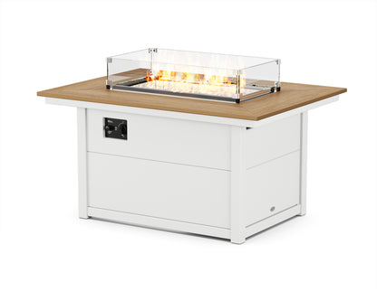 POLYWOOD® Rectangle 34" X 46" Fire Pit Table in White / Natural