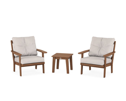 POLYWOOD® Prairie 3-Piece Deep Seating Set in Teak / Dune Burlap