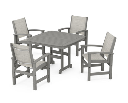 POLYWOOD® Coastal 5-Piece Dining Set in Slate Grey / Birch Sling