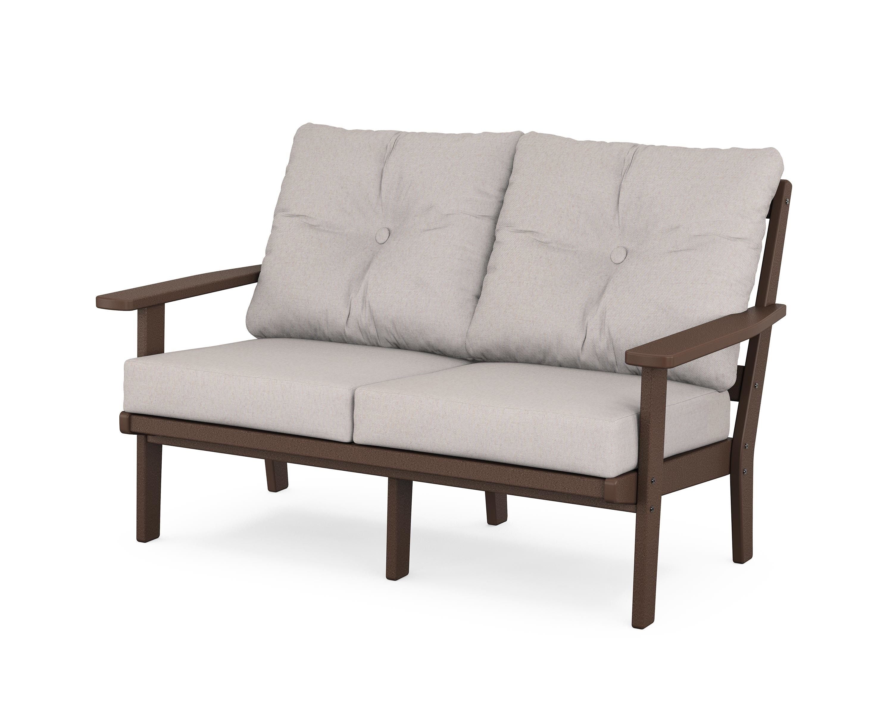 POLYWOOD® Prairie Deep Seating Loveseat in Mahogany / Dune Burlap