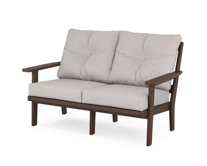 POLYWOOD® Prairie Deep Seating Loveseat in Mahogany / Dune Burlap