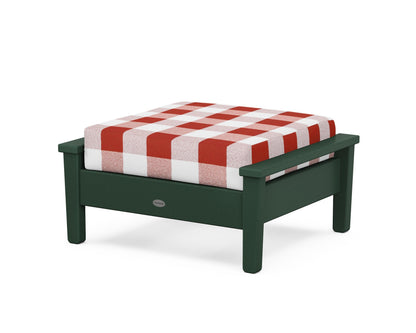 POLYWOOD® Prescott Deep Seating Ottoman in Green / Buffalo Plaid Crimson