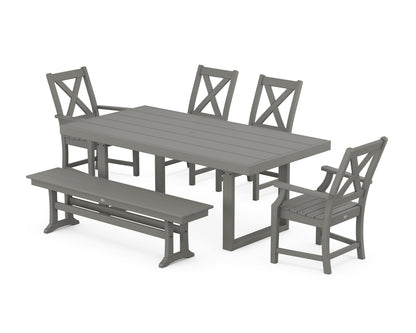 POLYWOOD® Braxton 6-Piece Dining Set with Bench in Slate Grey