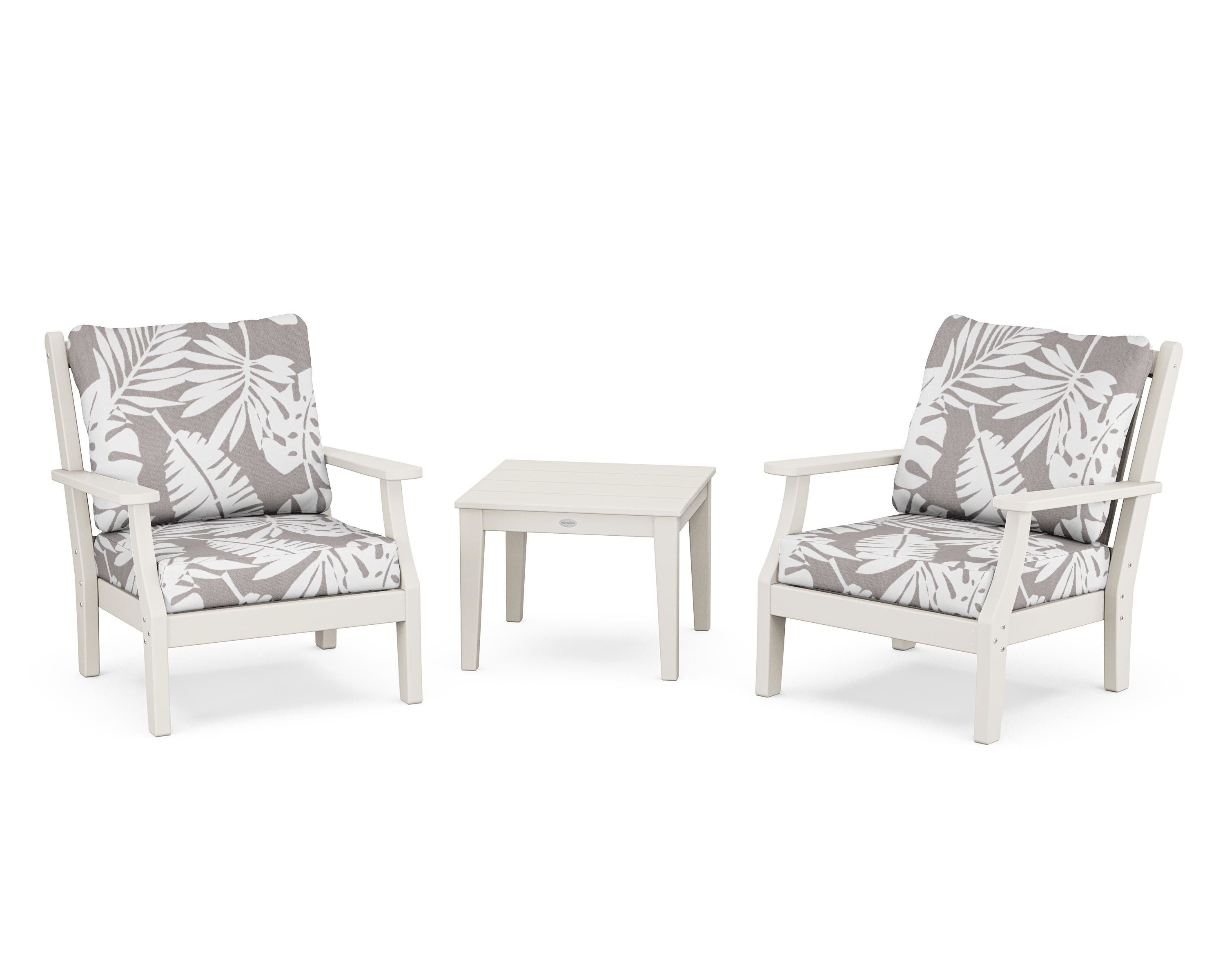 Country Living Wovendale 3-Piece Deep Seating Set in Sand / Leaf Grey Mist