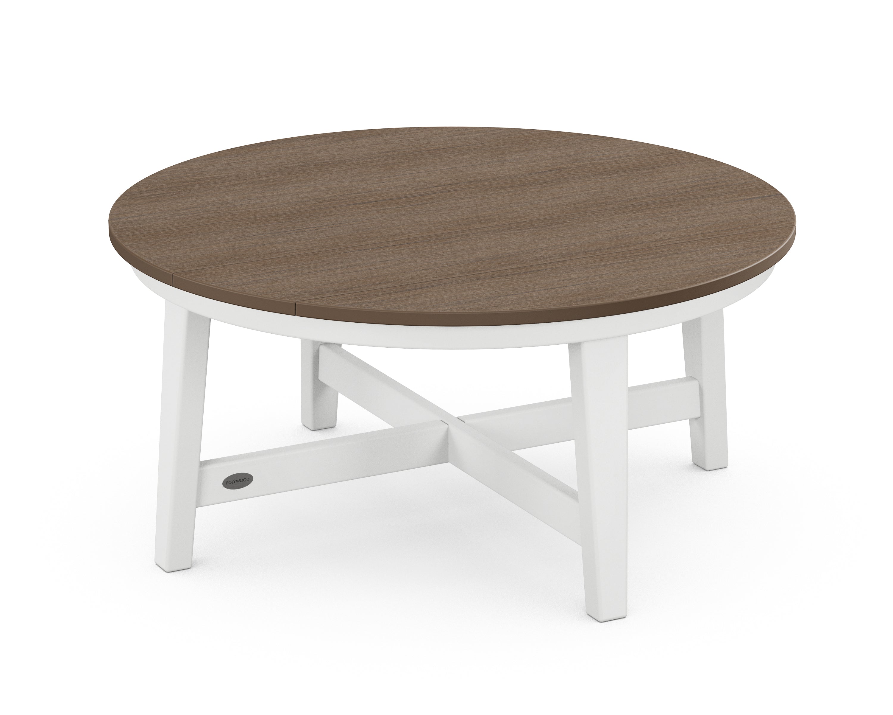 POLYWOOD® Newport 36" Round Coffee Table in White / Kona