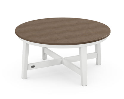 POLYWOOD® Newport 36" Round Coffee Table in White / Kona