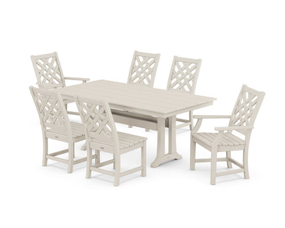 Country Living Wovendale 7-Piece Farmhouse Dining Set with Trestle Legs in Sand
