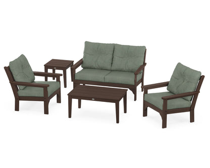 POLYWOOD® Vineyard 5-Piece Deep Seating Set in Mahogany / Cast Sage