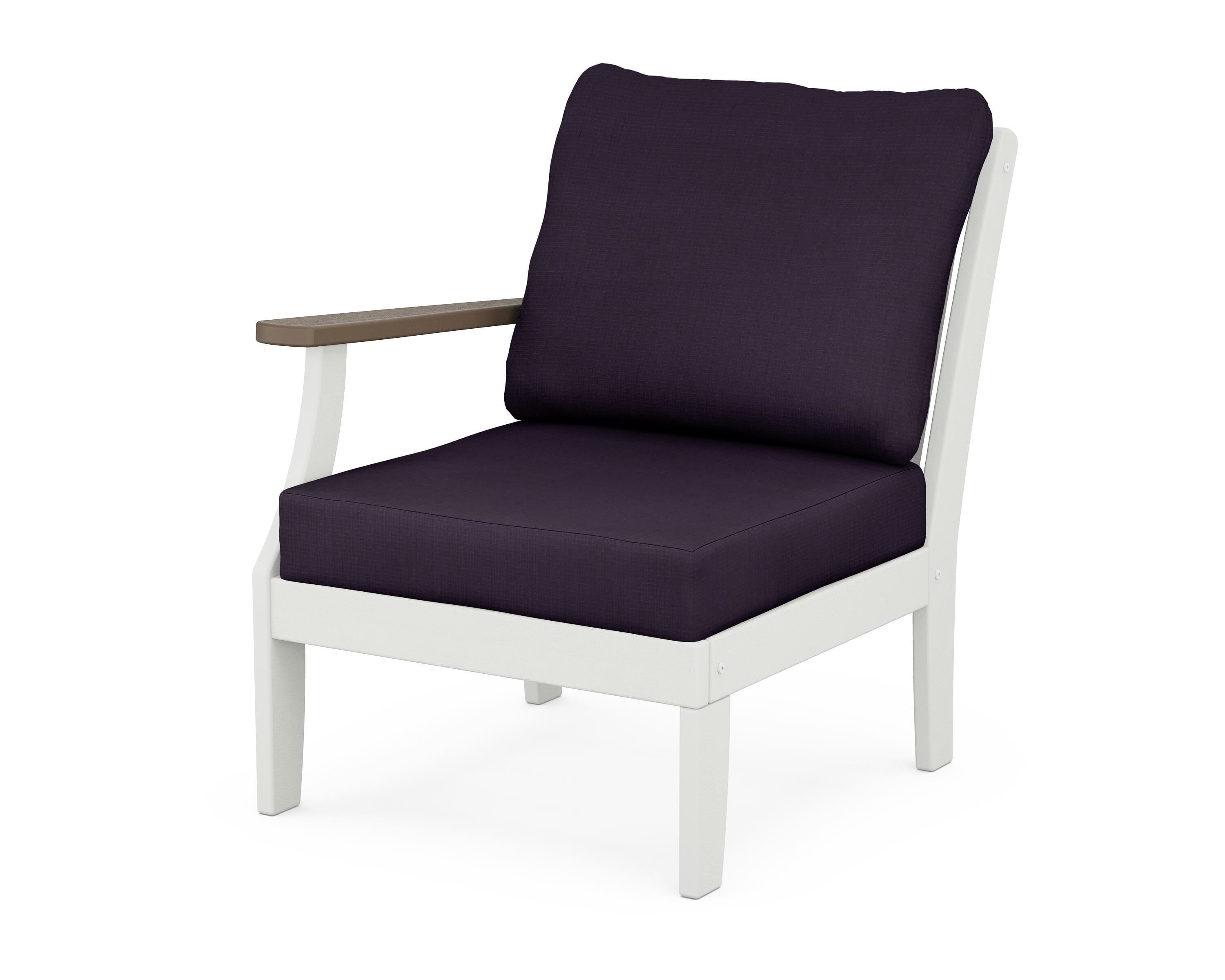 POLYWOOD® Braxton Modular Left Arm Chair in White / Kona / Navy Linen