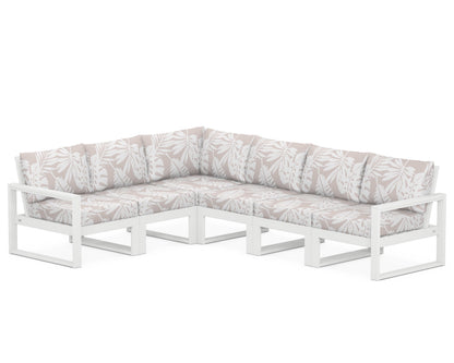 POLYWOOD® EDGE 6-Piece Modular Deep Seating Set in White / Leaf Dune Burlap