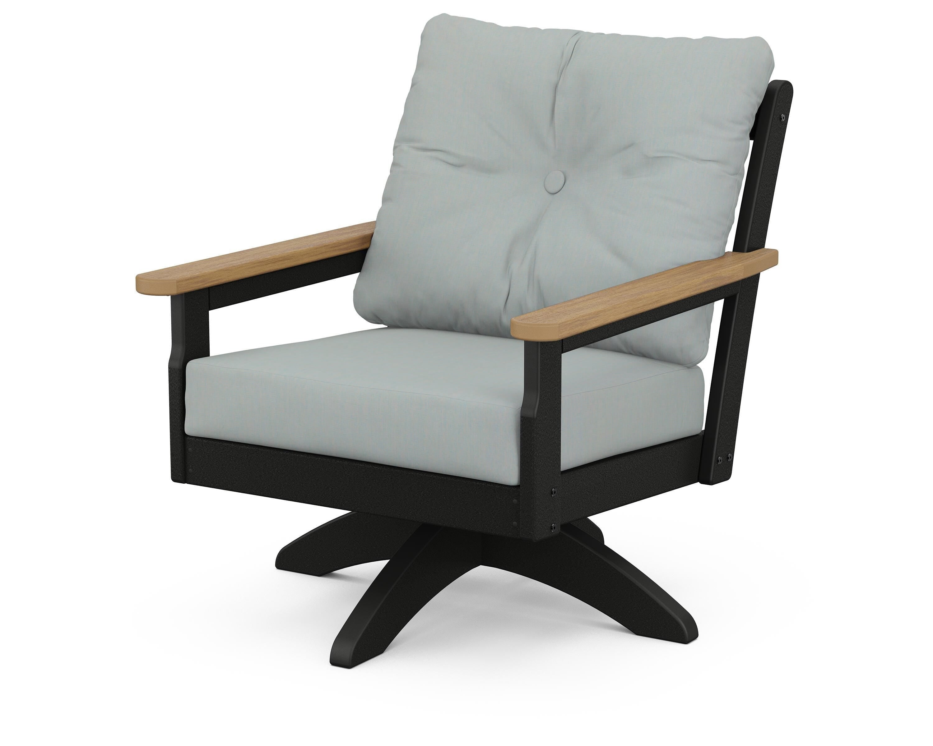 POLYWOOD® Vineyard Deep Seating Swivel Chair in Black / Natural / Spa