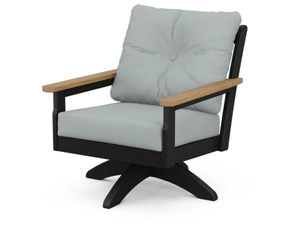 POLYWOOD® Vineyard Deep Seating Swivel Chair in Black / Natural / Spa
