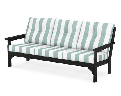 POLYWOOD® Vineyard Deep Seating Sofa in Black / Cabana Stripe Glacier Spa
