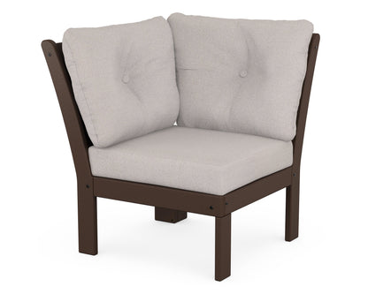 POLYWOOD® Vineyard Modular Corner Chair in Mahogany / Dune Burlap