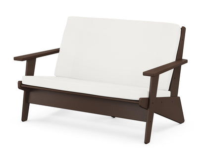 POLYWOOD® Riviera Modern Lounge Loveseat in Mahogany / Natural Linen