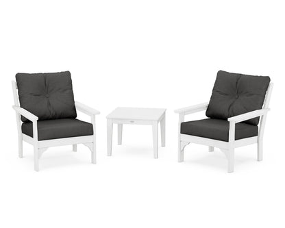 POLYWOOD® Vineyard 3-Piece Deep Seating Set in White / Spectrum Carbon