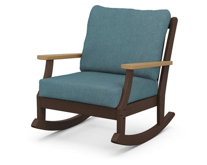 POLYWOOD® Braxton Deep Seating Rocking Chair in Mahogany / Natural / Ocean Teal