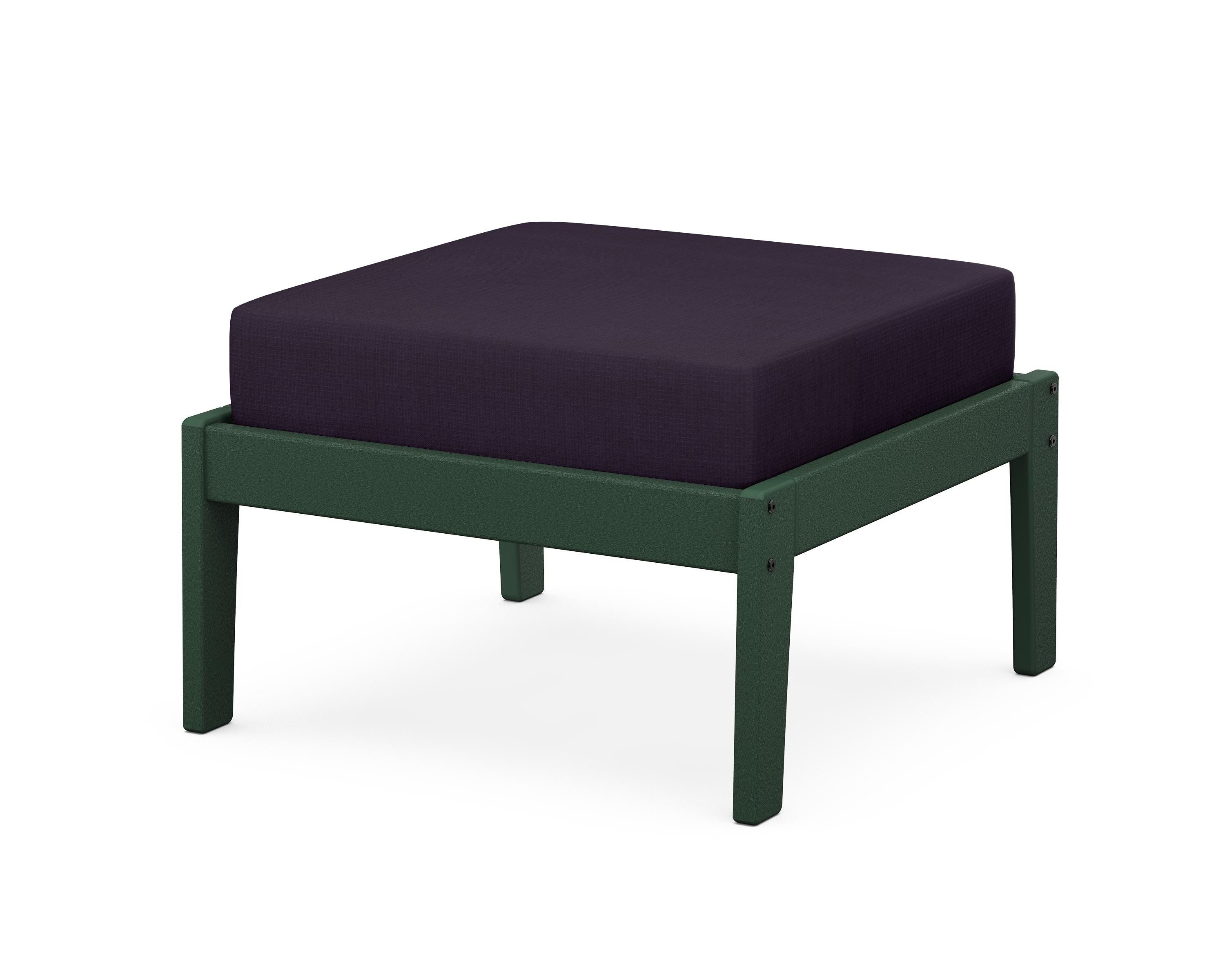 Unbranded Deep Seating Ottoman in Green / Navy Linen