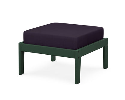 Unbranded Deep Seating Ottoman in Green / Navy Linen