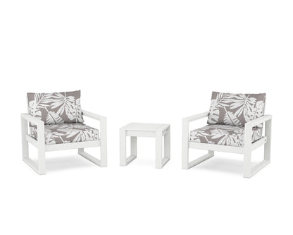POLYWOOD® EDGE Sectional 3-Piece Deep Seating Set in White / Leaf Grey Mist